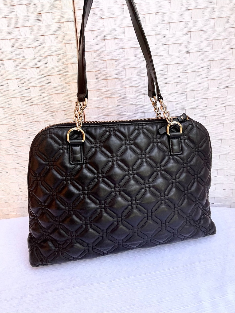 Kate Spade Quilted Satchel Soft Black Leather - Picture 2 of 5